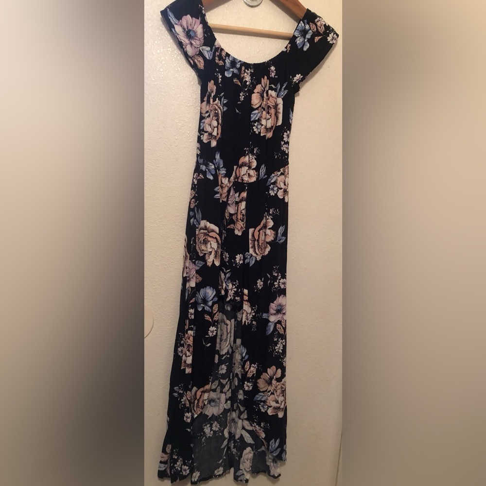Toxik 3 Black Floral Romper Skort Maxi Dress Size Small
